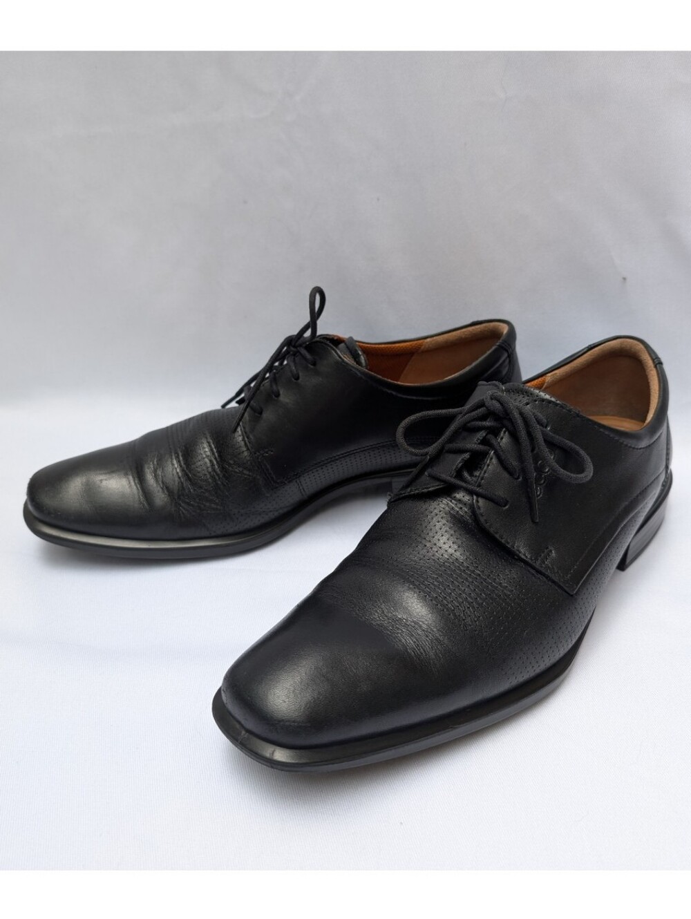 ECCO Men's US 11.5 EU 45 Black Leather Comfort Oxford Lace Up Casual Shoes Round